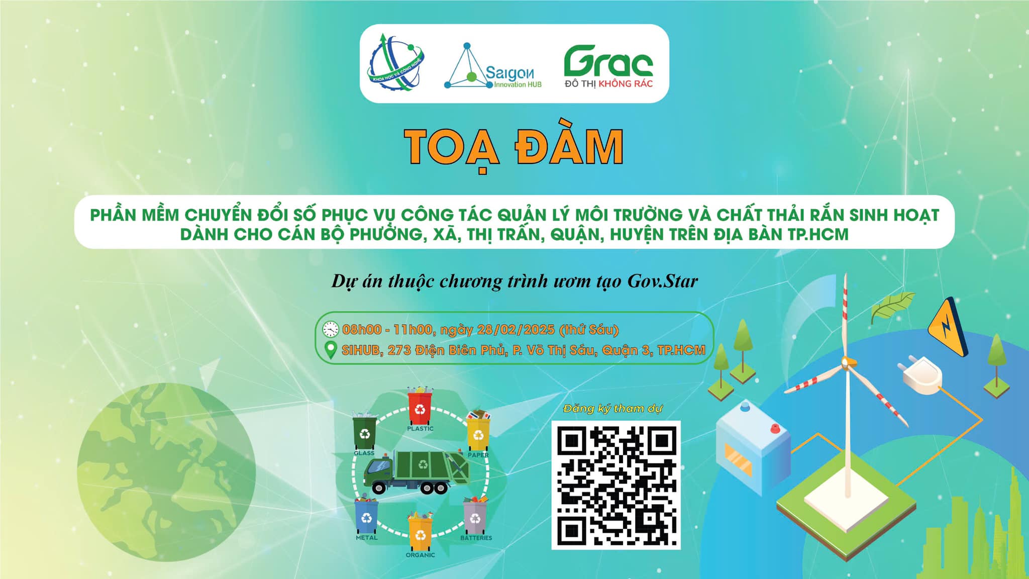 TOẠ ĐÀM ỨNG DỤNG CHUYỂN ĐỔI SỐ QUẢN LÝ MÔI TRƯỜNG VÀ CHẤT THẢI RẮN SINH HOẠT TRÊN ĐỊA BÀN TP.HCM