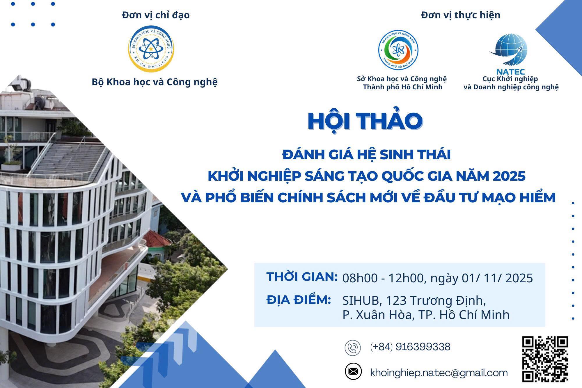 Sở Khoa học và Công nghệ TP.HCM: Chuẩn bị sẵn sàng cho Hội thảo “Đánh giá hệ sinh thái khởi nghiệp sáng tạo quốc gia năm 2025 và phổ biến chính sách mới về đầu tư mạo hiểm”